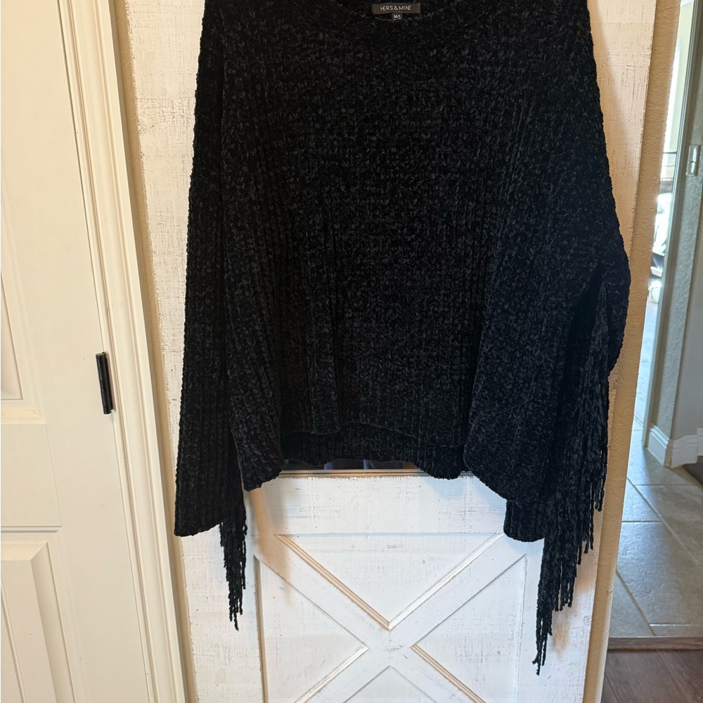 Elegant Black Fringe Sweater